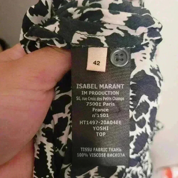 NWOT ISABEL MARANT Étoile Yoshi Ruffled Printed Crepe De Chine Blouse - Picture 6 of 7